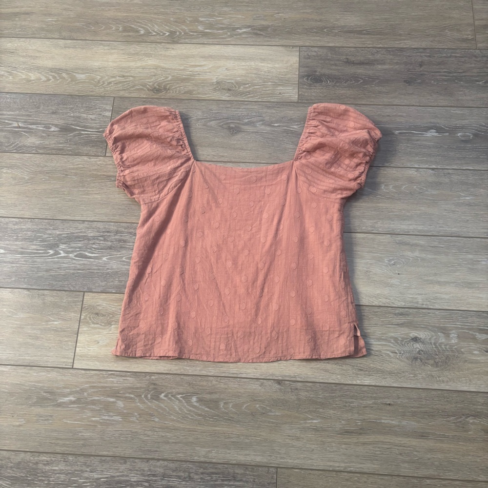 Lucca Top Sz S Pink Blush Crop Puff Sleeves Peasant Prairie Milk Maid Coquette